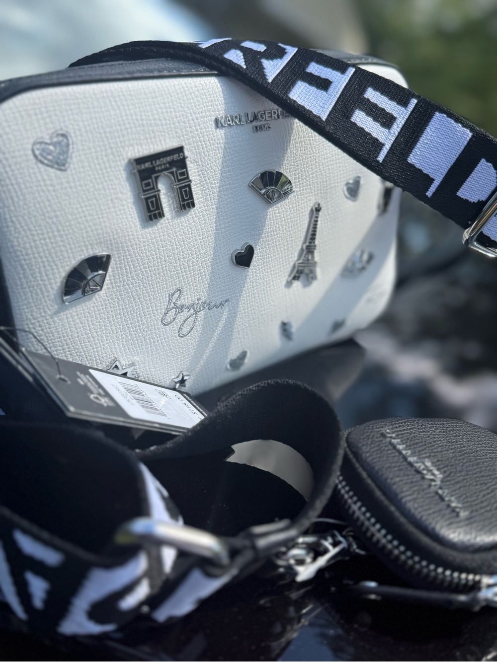 Karl Lagerfeld White & Black Travel Crossbody Bag with Logo Strap🖤🤍 - Picture 5 of 5